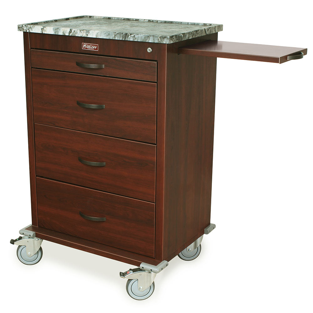 Harloff Wood Vinyl Punch Card Cart with Basic Electronic Lock with Key Lock Override on Cabinet, Factory Set User and