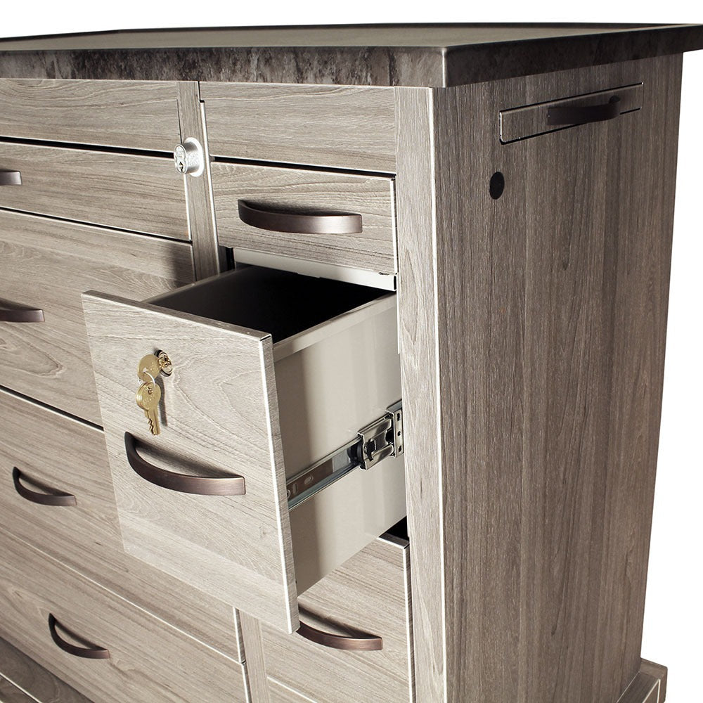 Wood Vinyl Punch Card Medication Cart, Eight Drawer, Dual Column, Key Lock, Driftwood Gray Secondary image
