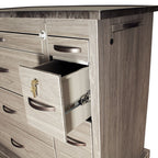 Wood Vinyl Punch Card Medication Cart, Eight Drawer, Dual Column, Key Lock, Driftwood Gray