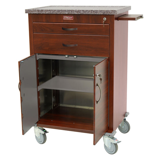 Tall Wood Vinyl Treatment Cart with Storage Compartment, Two Drawer, Key Lock, WV6200-CM