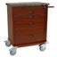 Wood Vinyl Coated Aluminum Treatment Cart,  Short Cabinet, Key Lock, 3-3", 1-6", and 1-9" Drawers.  Cherry Mahogany .  S