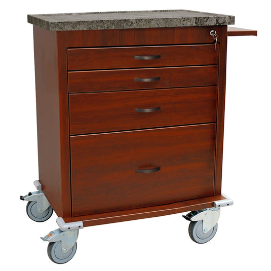 Short Wood Vinyl Aluminum Treatment Cart, Four Drawer, Key Lock, WV6350-CM