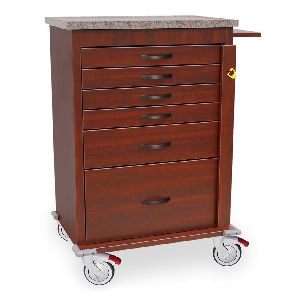 Tall Wood Vinyl Emergency Cart, Six Drawer, Breakaway Lock, WV6400-CM Main image