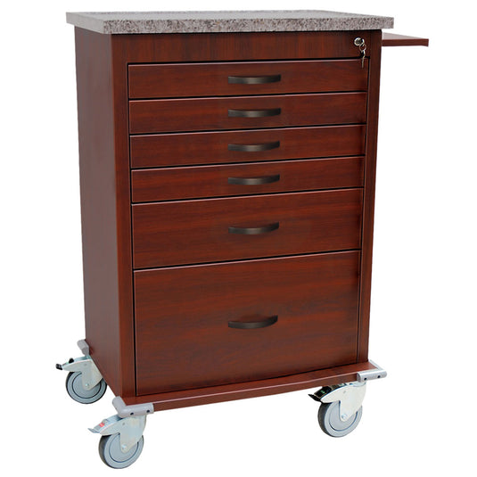 Tall Wood Vinyl Treatment Cart, Six Drawer, Key Lock, WV6450-CM