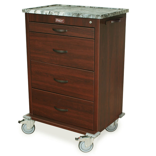 Tall Wood Vinyl Medical Cart, Four Drawer, Key Lock, WV6520-CM