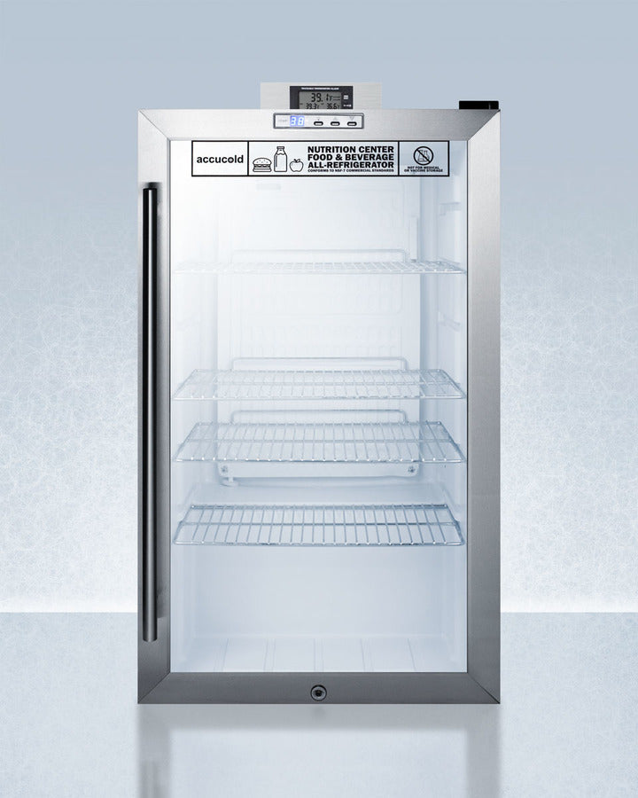 19" Wide Shallow Depth indoor/outdoor Beverage Center with Glass Door and White Interior Main image