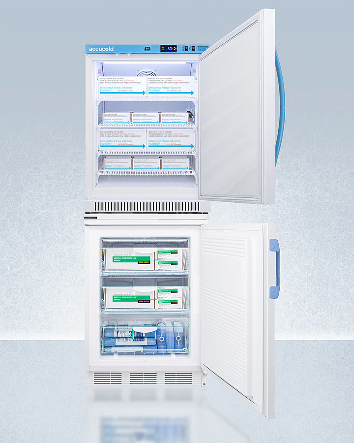 Undercounter 24"  refrigerator-freezer for residential use with lavender purple door, stainless steel handle, and white Main image