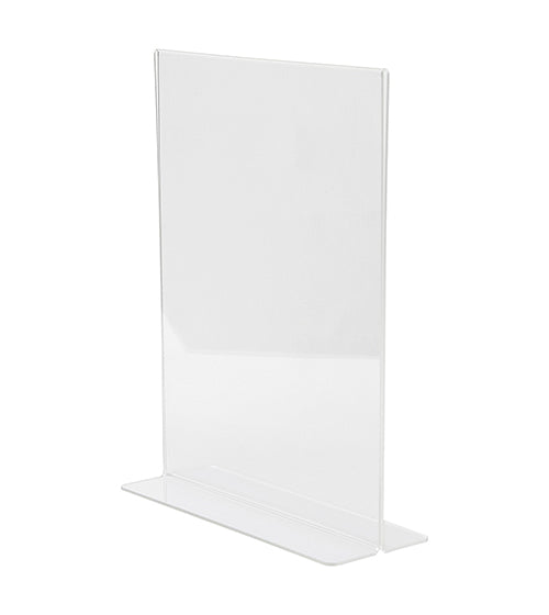ALPINE INDUSTRIES 8.5" X 11" CLEAR ACRYLIC, T-SHAPED BASE, SIDE INSERT, TABLETOP SIGN HOLDER Main image