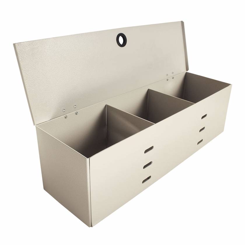 Harloff 2 Section Cup/Straw Holder, with lid. Dims: 5.5" H x 19.5" W x 5" D
