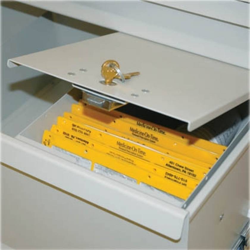 Harloff Locking Narcotics Box for MOT packing in 9" Drawers, Single Row, Illinois Lock