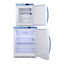 Full-size top mount refrigerator-freezer in stainless steel look with front combination lock