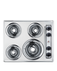 24" wide 230V electric cooktop with four coil elements and stainless steel finish