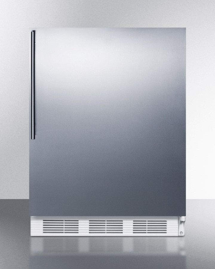Outdoor shallow depth all-refrigerator in a 19" W x 17.25" D footprint, with stainless steel exterior and lock Main image