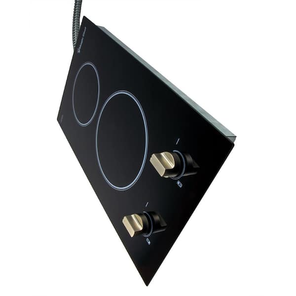 2-burner 120V radiant cooktop in black ceramic glass with cord included