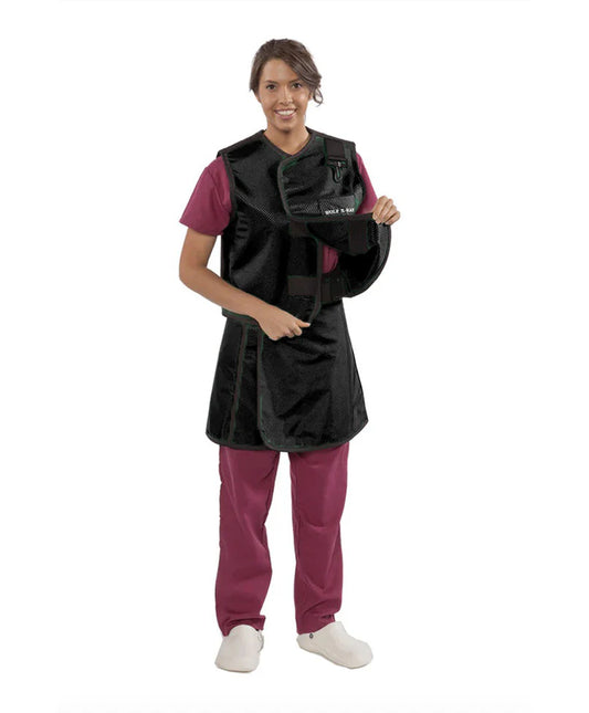 WOMEN'S APRON AND VEST : .5 mm Regular Lead VEST: 23X23 APRON: 21X41-46 Black - Large