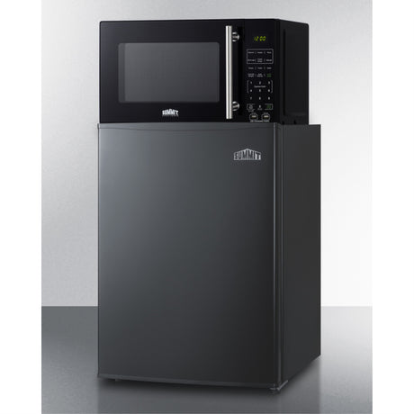 Compact all-refrigerator in black and microwave with built-in allocator, with brackets included (ships in 3 boxes on one (Model MRF29KA)