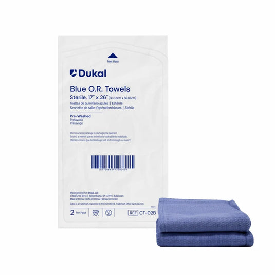 Sterile OR Towels,17" x 26", Blue, 2/PK