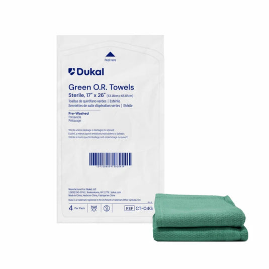 Sterile OR Towels, 17" x 26", Green, 4/PK