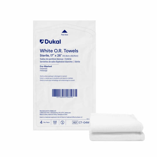 Sterile OR Towels, 17" x 26", White, 4/PK