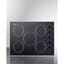 27" wide 5-burner radiant cooktop made in the USA in smooth black ceramic glass finish and oversized SS trim
