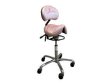 Brewer Practice Pink saddle stool with lumbar support, Rosa (135JSR-LS)