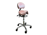 Brewer Rosa pink Amazone saddle stool with lumbar support 135ASR-LS