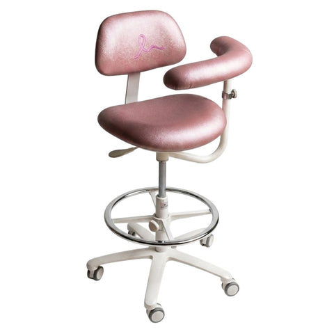 Brewer Practice Pink dental assistant stool, Rosa, left body support 4355BL