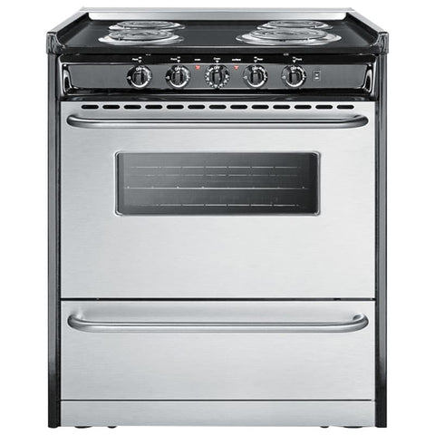 Accucold 30" Wide Slide-in Style Electric Coil Range in Stainless Steel