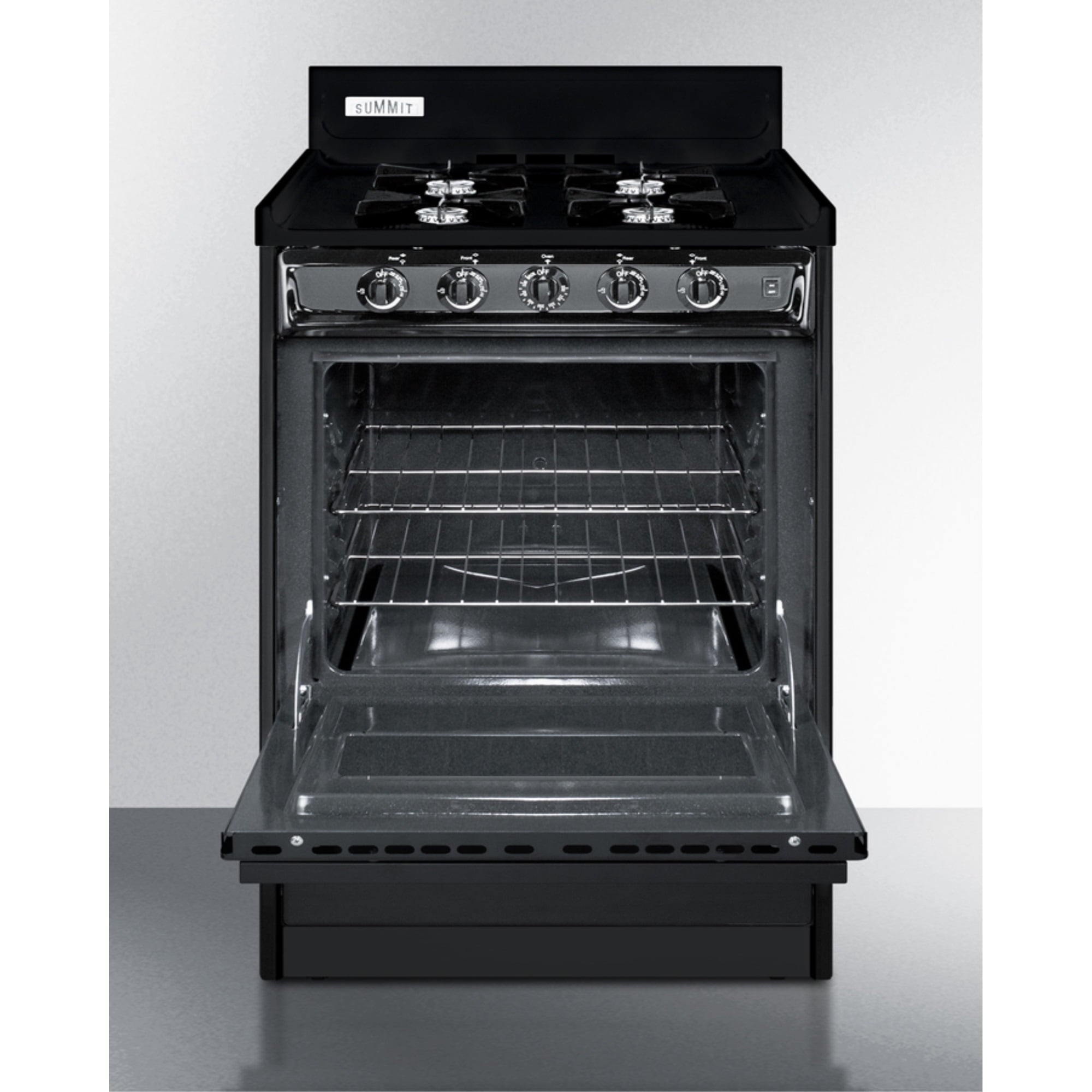 24" Wide Gas Range in Black, Open Burners Main image
