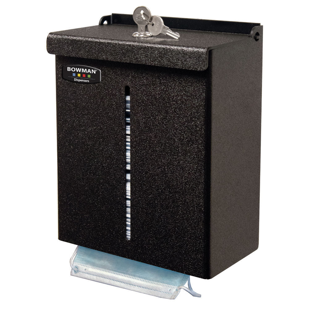 Lrg Vol Locking Mask Dispenser/Stand/Vert Sign Black