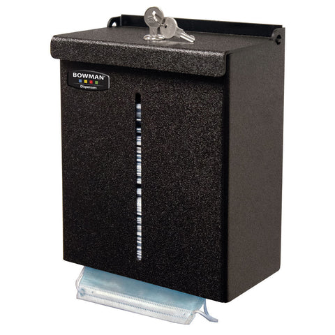 Lrg Vol Locking Mask Dispenser/Stand/Vert Sign Black