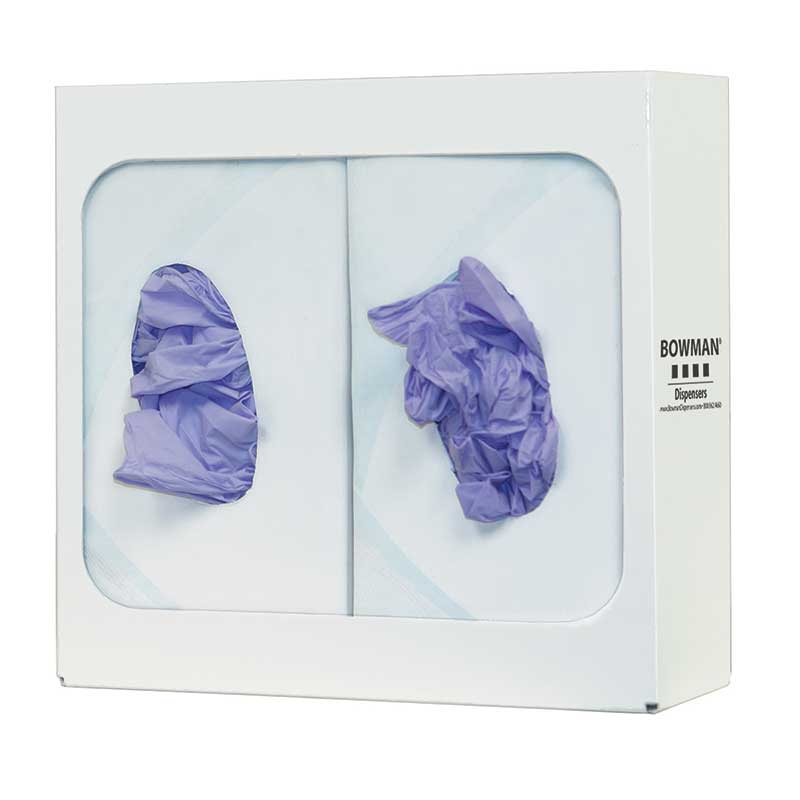 Glove Box Dispenser Double White Steel