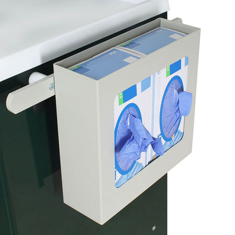 Glove Box Holder. Holds 4 Boxes of Gloves, w/ Rail Clips for Mounting on Side and Back Rails