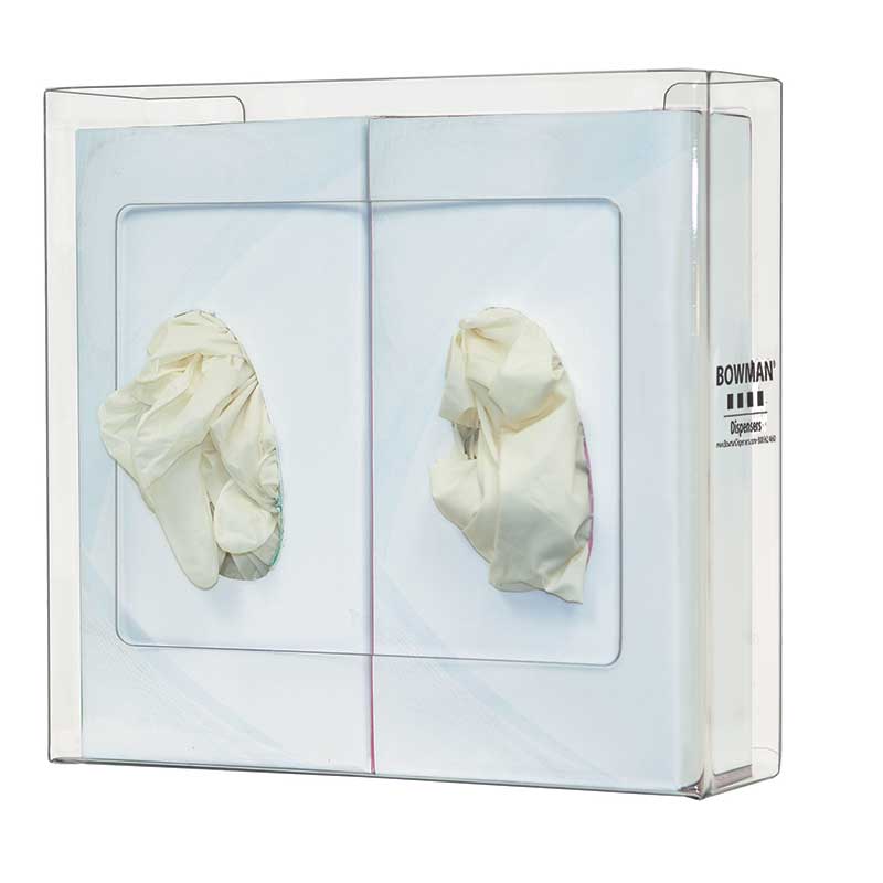 Glove Box Dispenser Double Narrow Vert/Horiz Clear PETG