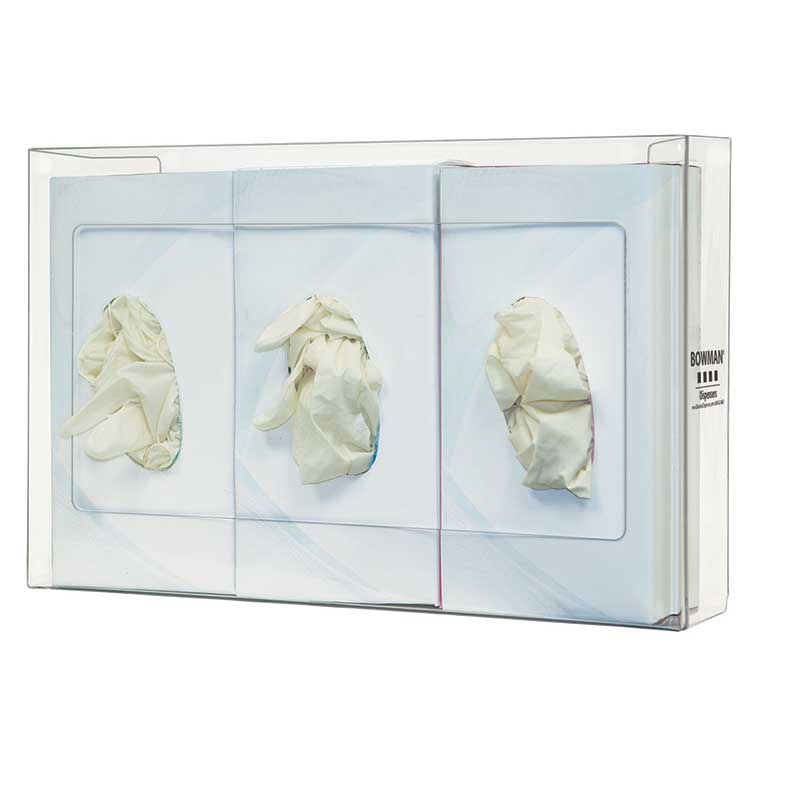 Glove Box Dispenser Triple Narrow Vert/Horiz Clear PETG Main image