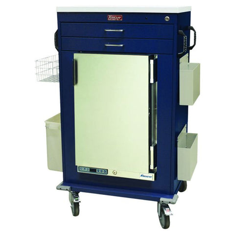 Harloff Premium Large Malignant Hyperthermia Cart with Lab Quality FOLLETT #REF2 1.8 cu ft Refrigerator, 1-3" and 2-6"