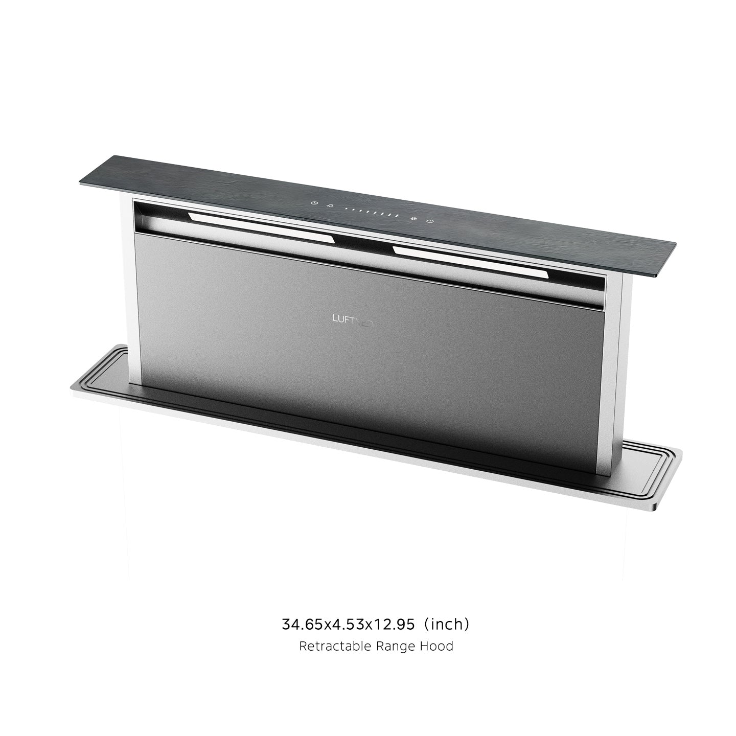 18" wide retractable range hood for recirculating operation