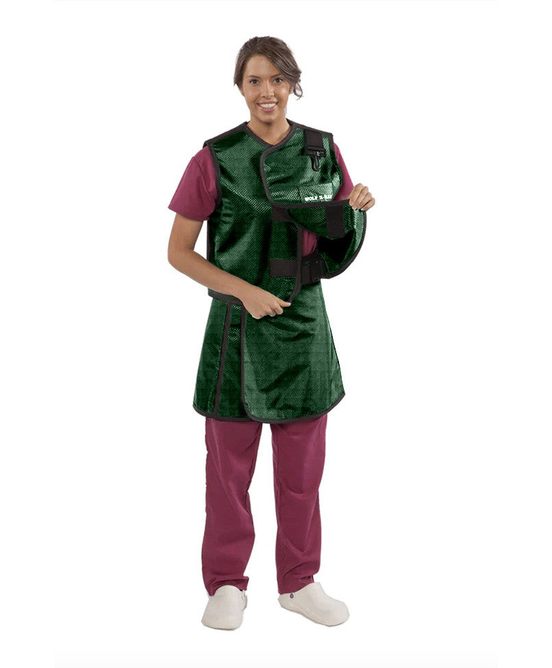WOMEN'S APRON AND VEST : .35 mm   Lead Free VEST: 23X23 APRON: 21X41-46 Shimmering Green - Large