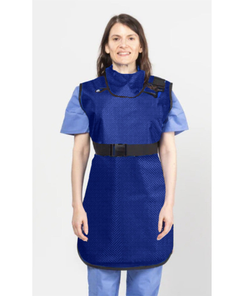 COAT APRON - .35 mm   Lead Free with Thyroid Collar   25X40  Shimmering Electric Blue - Extra Large