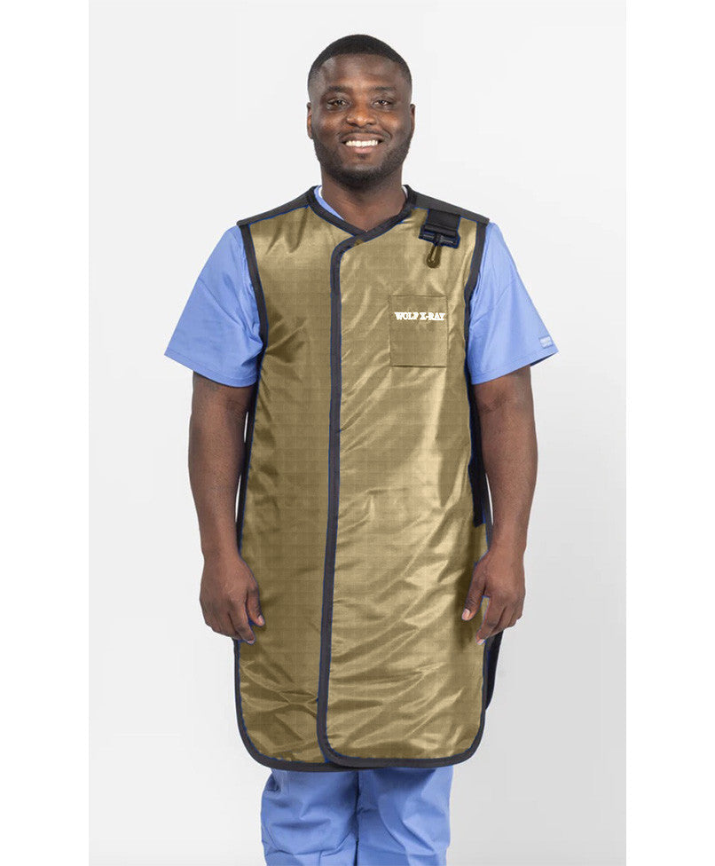 FRONT CLOSING SPECIAL PROCEDURE APRON - .25 mm   Lead Free   22X38 Shimmering Tan - Medium