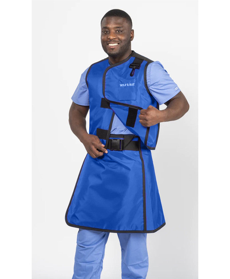 MEN'S APRON AND VEST: .25 mm   Regular Lead Free VEST: 27x27 APRON: 23X51-56 Royal Blue - Extra Large