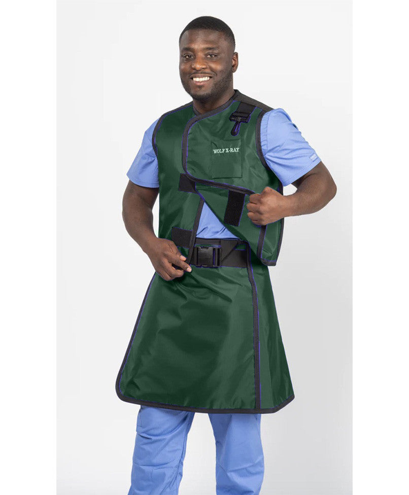 MEN'S APRON AND VEST: .35 mm   Regular Lead Free VEST: 27x27 APRON: 23X51-56 Hunter Green- Extra Large