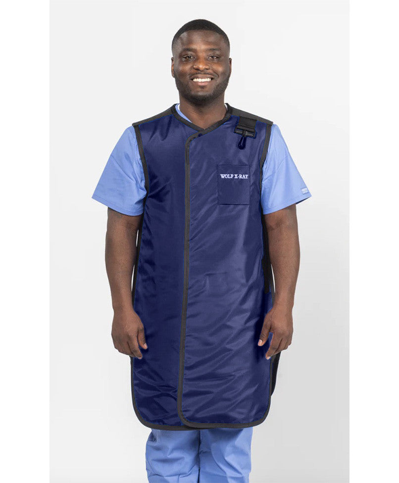 FRONT CLOSING SPECIAL PROCEDURE APRON - .25 mm   Lead Free   22X38 Antimicrobial Blue - Medium