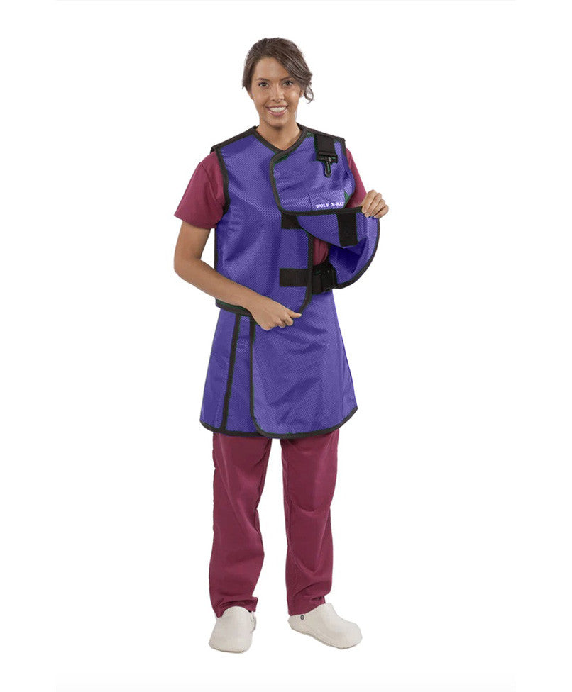 WOMEN'S APRON AND VEST : .35 mm   Lead Free VEST: 24X25 APRON: 22.35X47-50 Purple - Extra Large