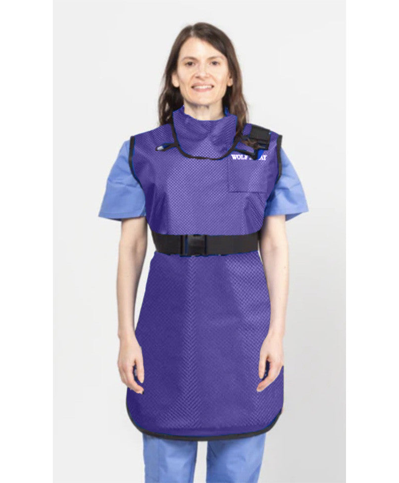 COAT APRON - .35 mm   Lead Free with Thyroid Collar   24X42 Purple - Large
