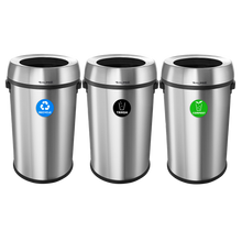 17 Gallon Stainless Steel Open Top Recycling Station