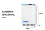 Built-in ADA compliant frost-free vaccine all-freezer in white with lock and calibrated thermometer (Model ACF33LCAL) - Dimensions