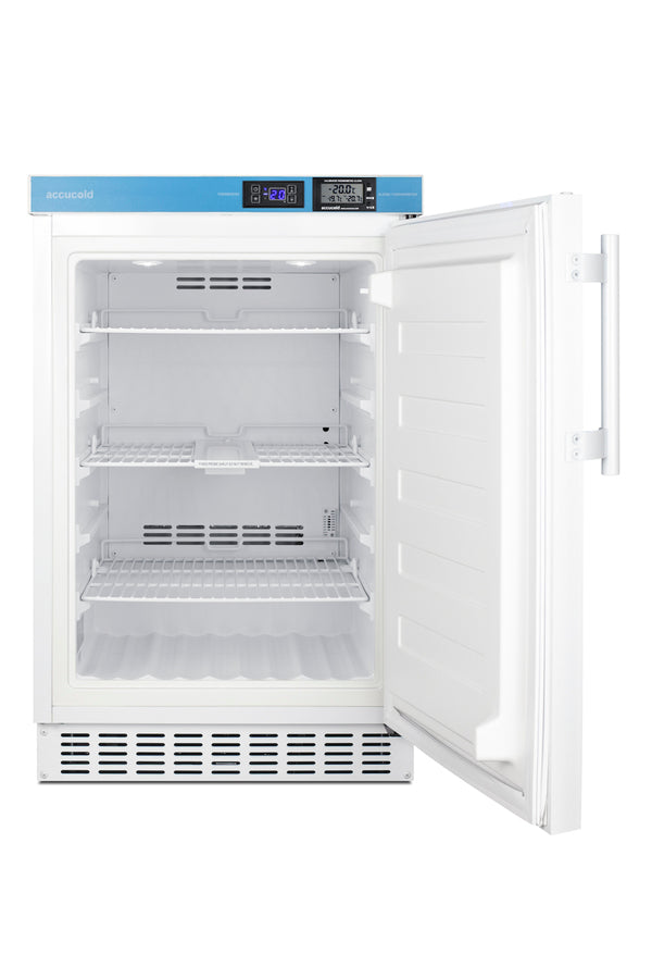 Built-in ADA compliant frost-free vaccine all-freezer in white with lock and calibrated thermometer (Model ACF33LCAL) - Open