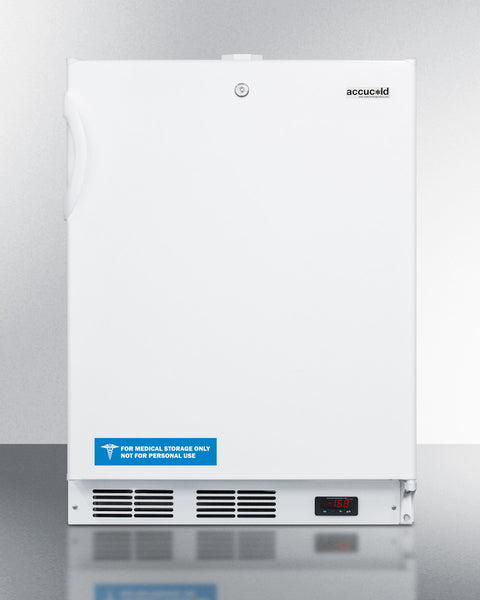 Accucold Frost-free outdoor all-freezer for built-in or freestanding use with black cabinet, stainless steel door,