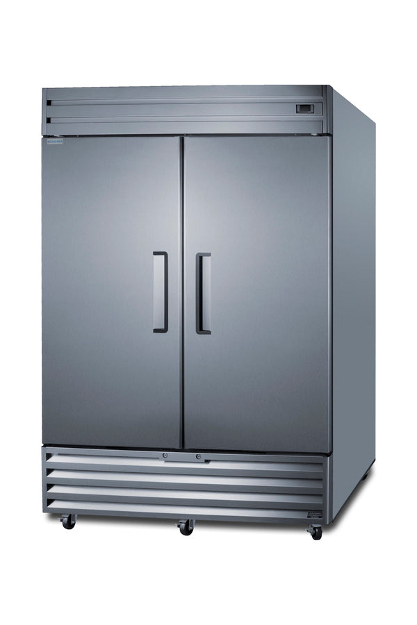 Reach in 2 door 49 cf freezer in stainless steel - Angle